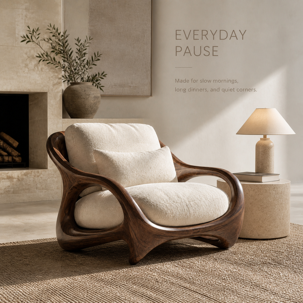 Selene Rounded Natural Wood Accent Chair - Design 055 - product image 07
