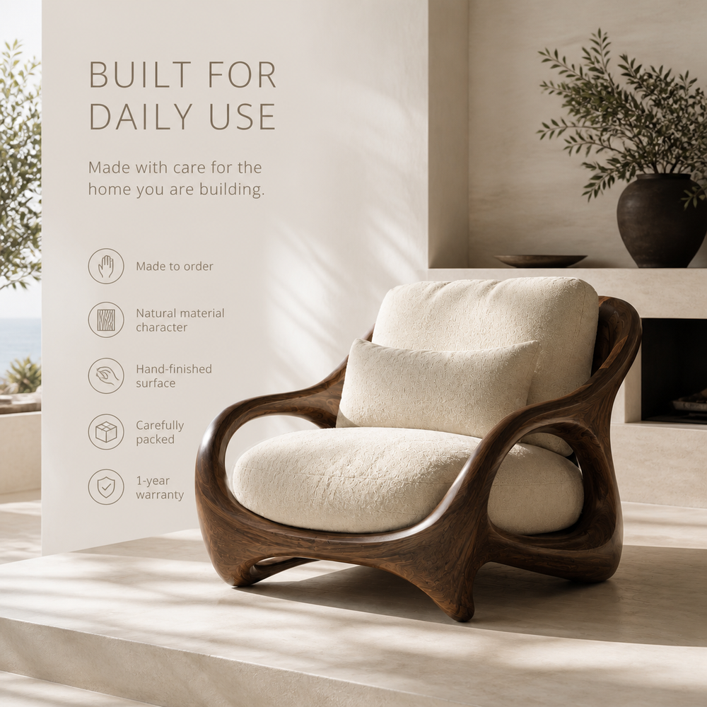 Selene Rounded Natural Wood Accent Chair - Design 055 - product image 09