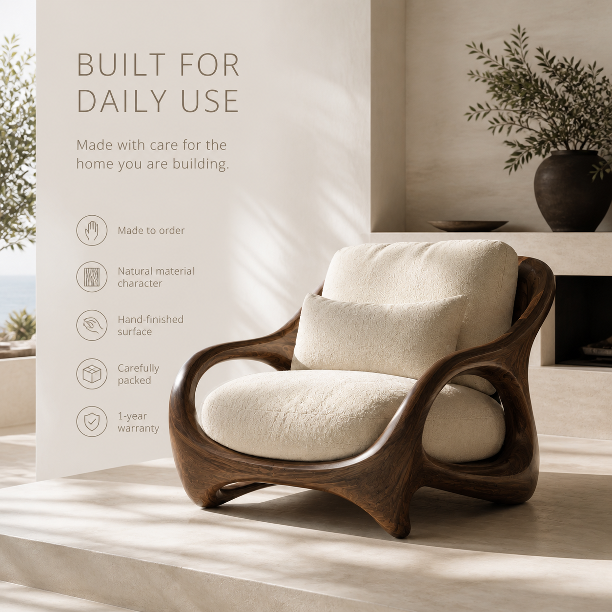 Selene Rounded Natural Wood Accent Chair - Design 055 - product image 09