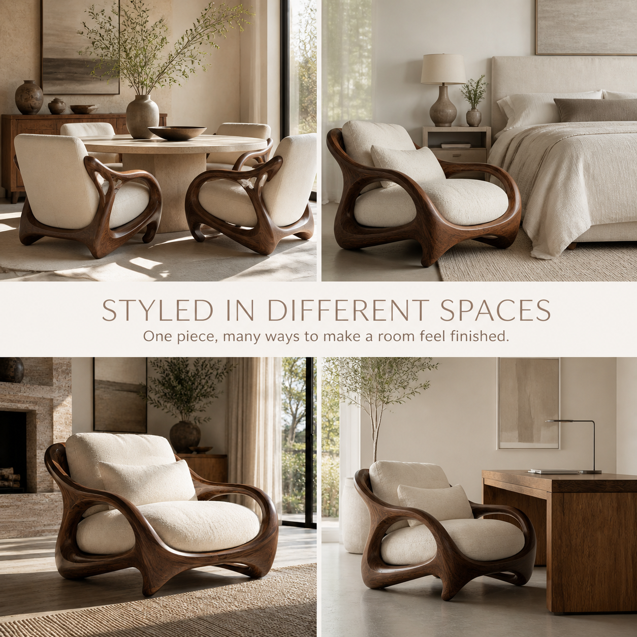Selene Rounded Natural Wood Accent Chair - Design 055 - product image 10