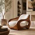Alden Sculptural Natural Wood Lounge Chair - Design 056 - main view