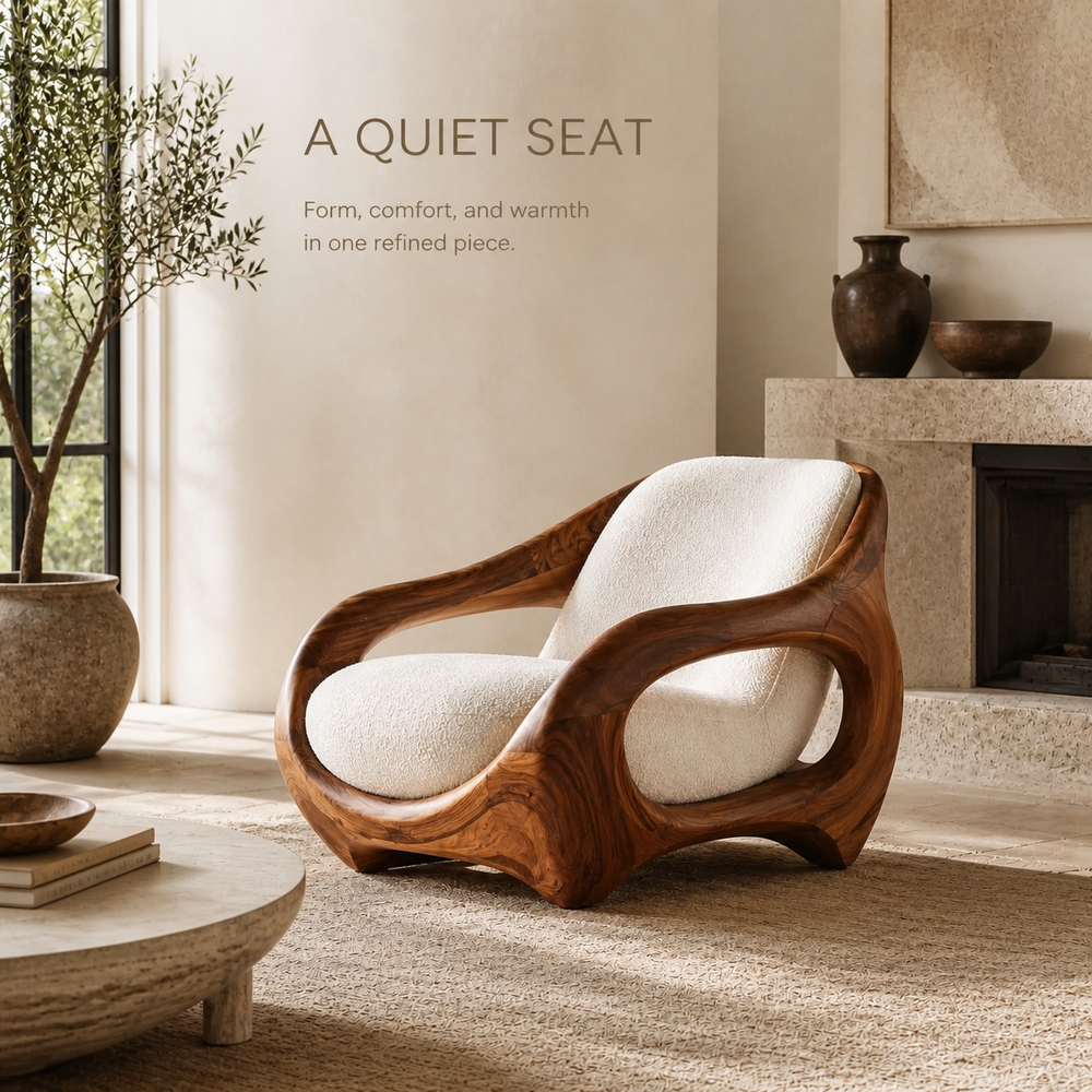 Alden Sculptural Natural Wood Lounge Chair - Design 056 - product image 02