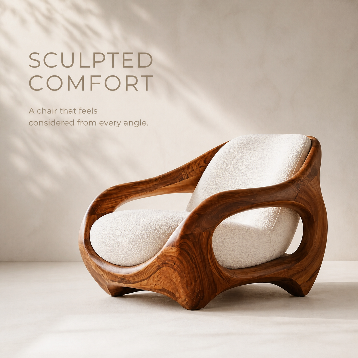 Alden Sculptural Natural Wood Lounge Chair - Design 056 - product image 03
