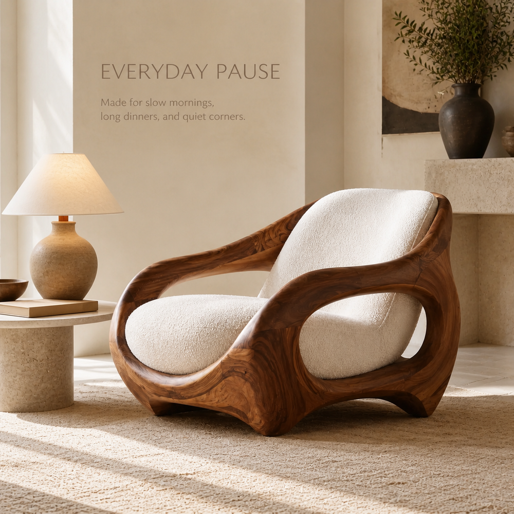 Alden Sculptural Natural Wood Lounge Chair - Design 056 - product image 07