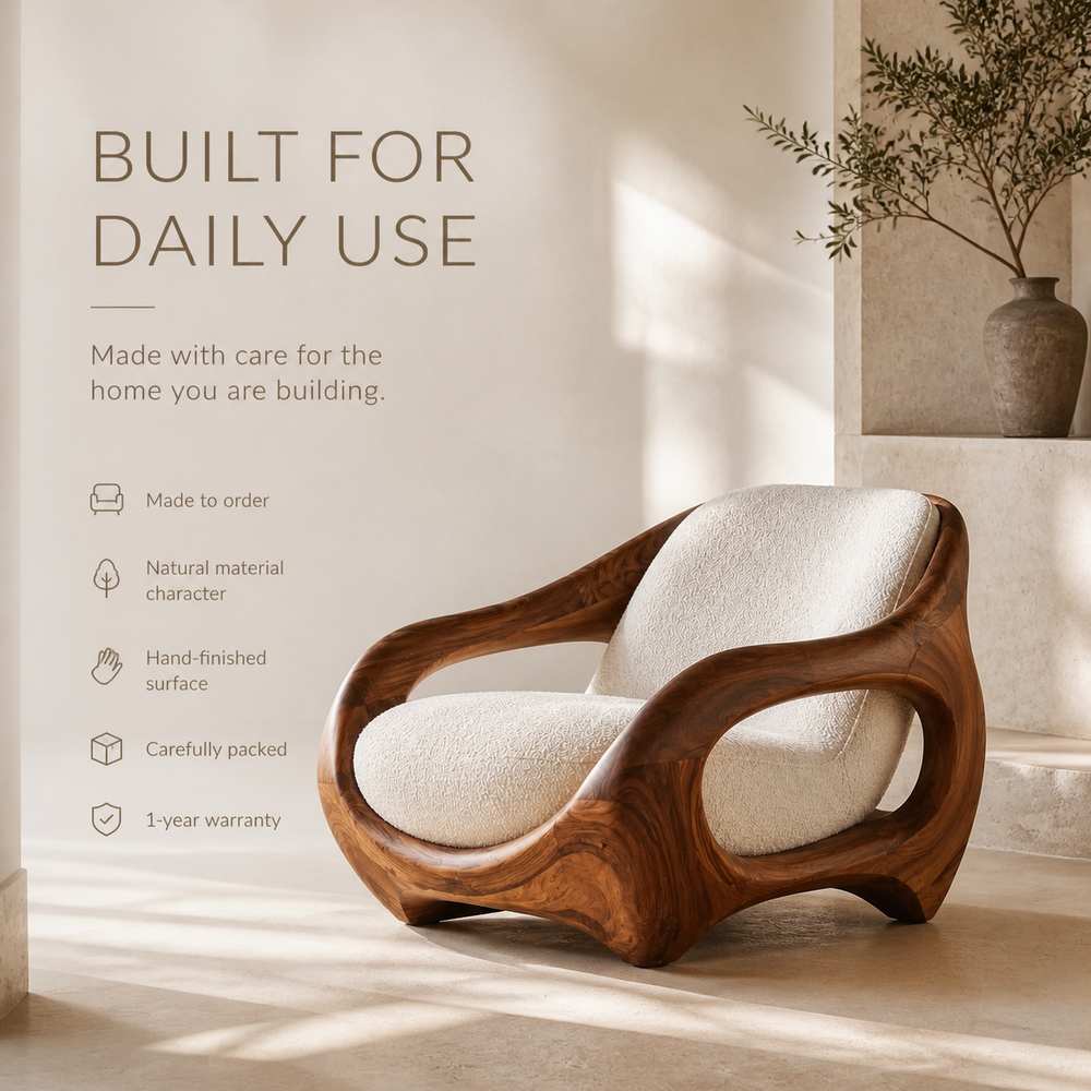 Alden Sculptural Natural Wood Lounge Chair - Design 056 - product image 09