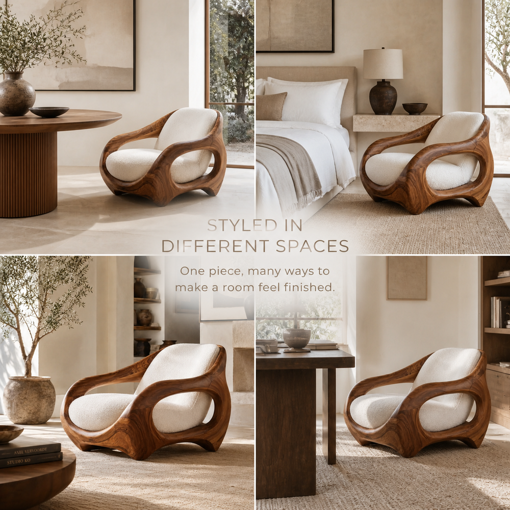 Alden Sculptural Natural Wood Lounge Chair - Design 056 - product image 10