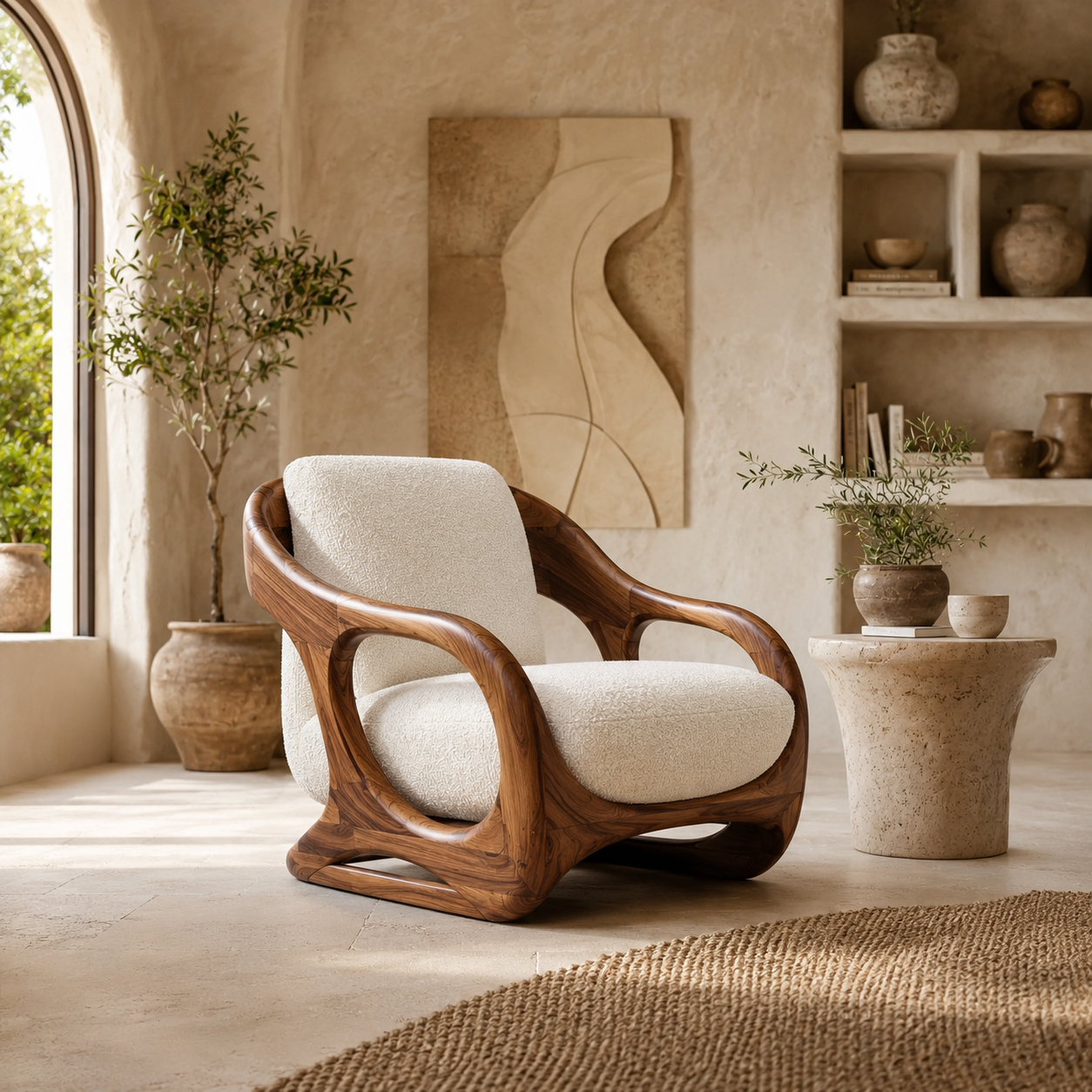 Mira Organic Natural Wood Lounge Chair - Design 057 - main view