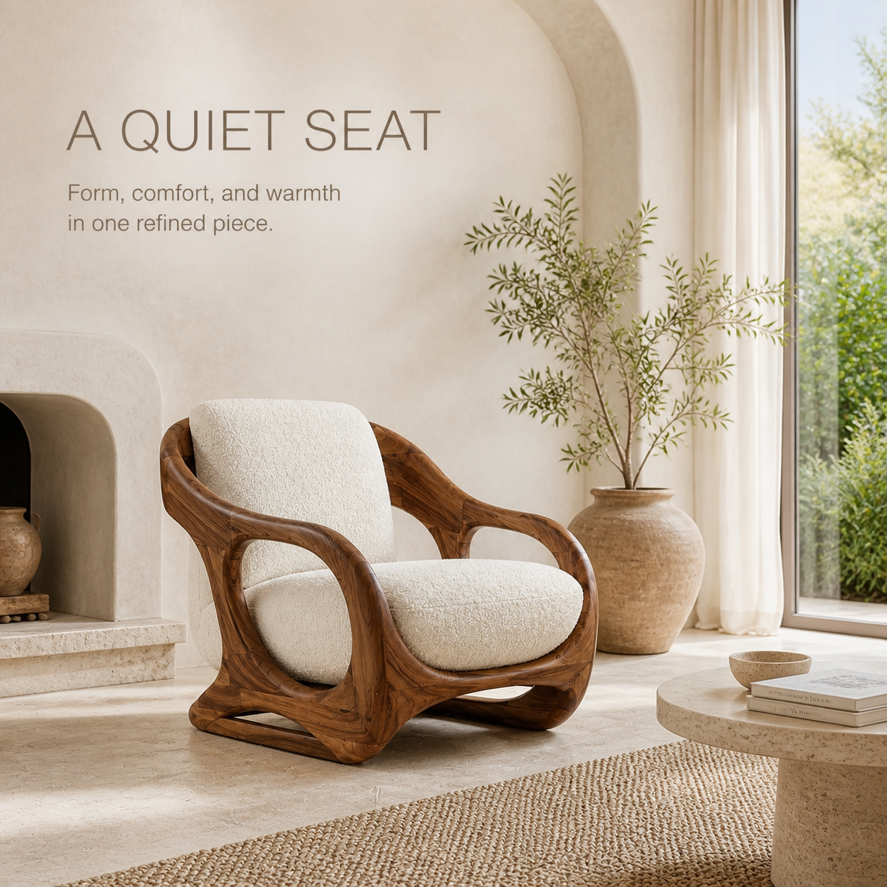 Mira Organic Natural Wood Lounge Chair - Design 057 - product image 02