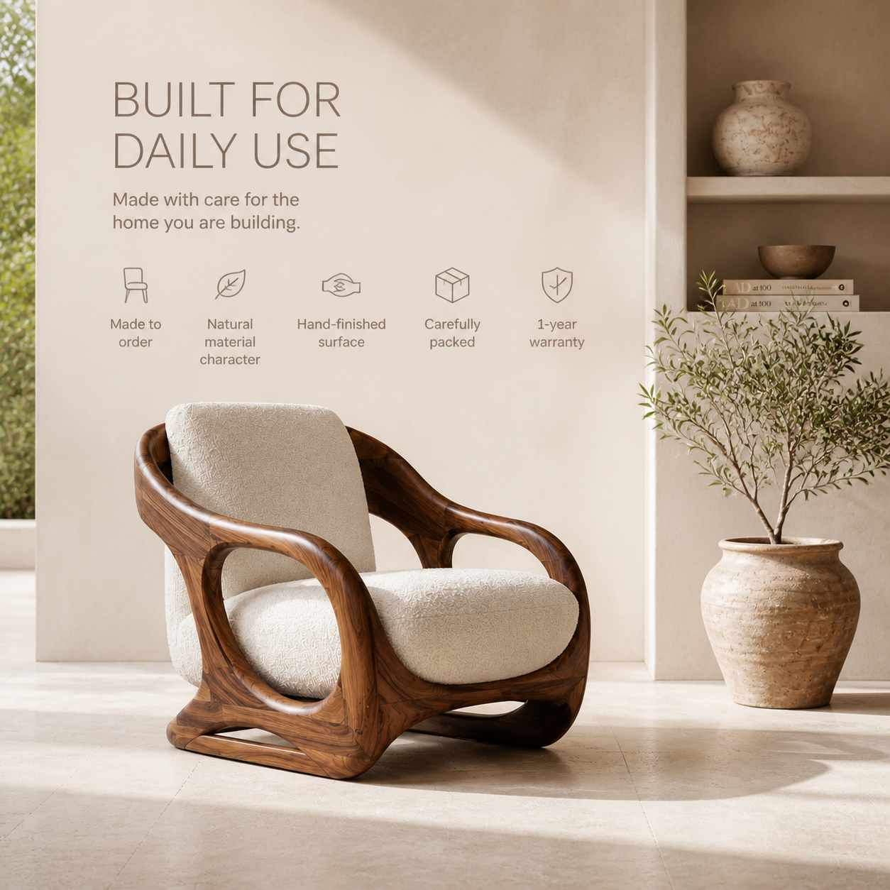 Mira Organic Natural Wood Lounge Chair - Design 057 - product image 09