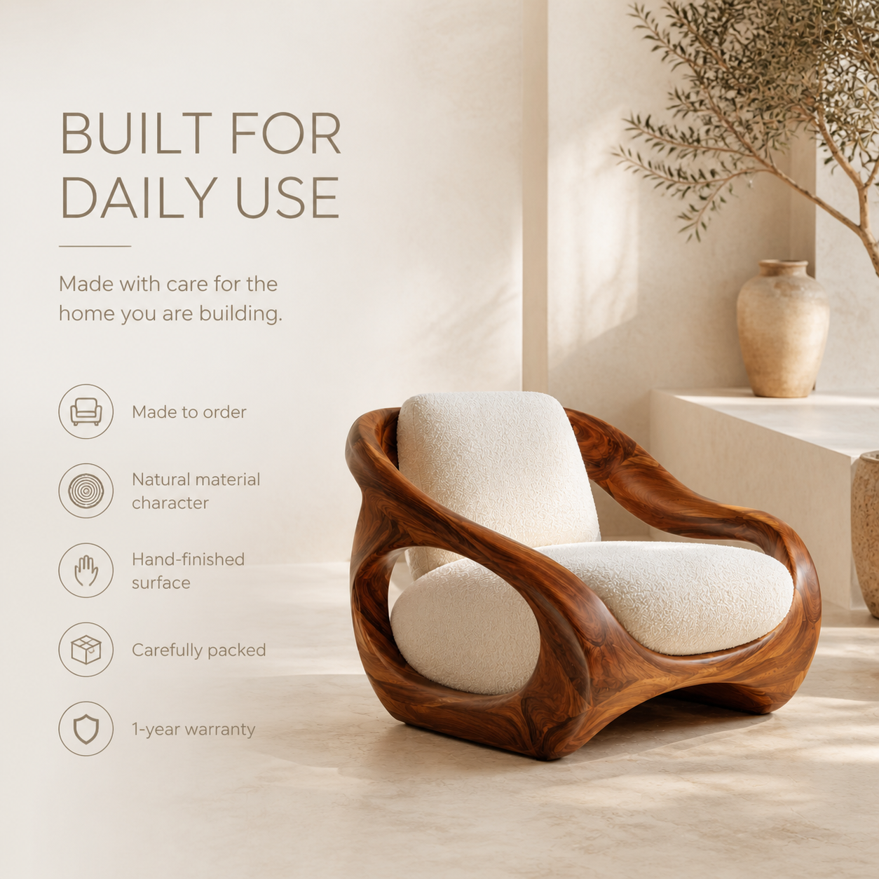 Rowan Hollow Form Natural Wood Chair - Design 058 - product image 09