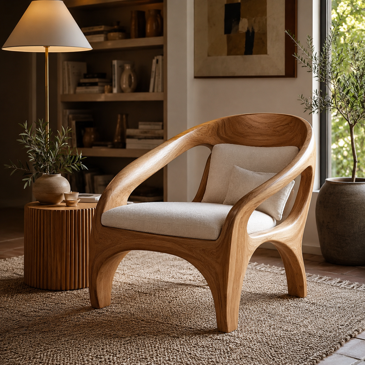 Elara Gallery Natural Wood Accent Chair - Design 061 - main view