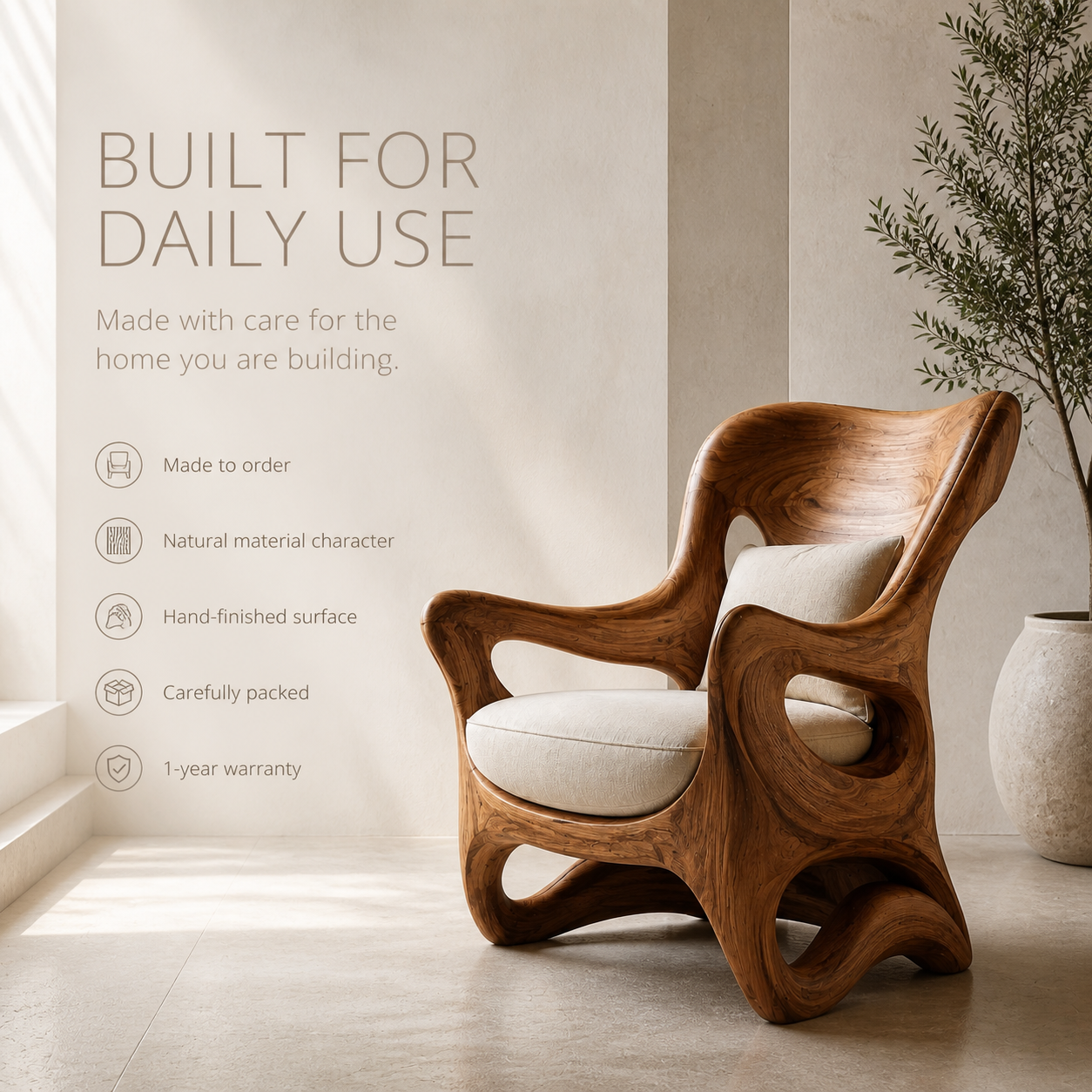 Veyra Soft Curve Natural Wood Chair - Design 062 - product image 09