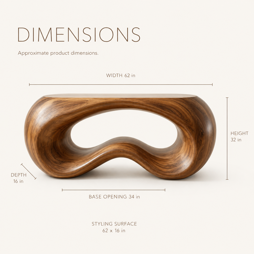 Solenne Rounded Console Table - Dimensions