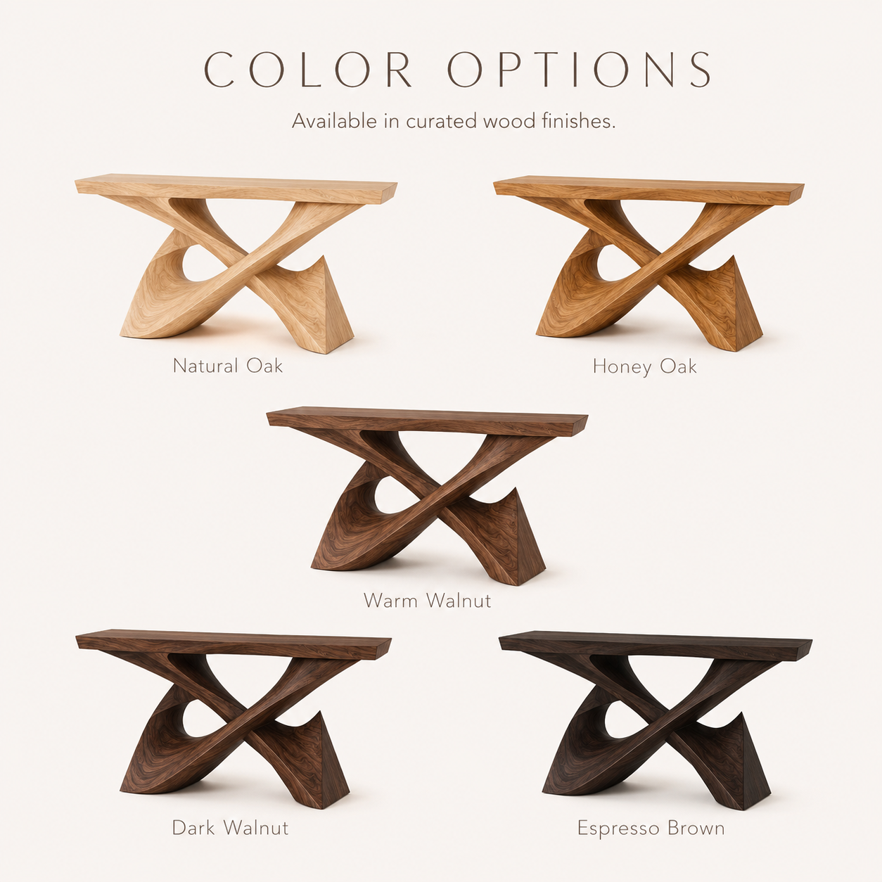 Maren Organic Wood Console Table - Color Options