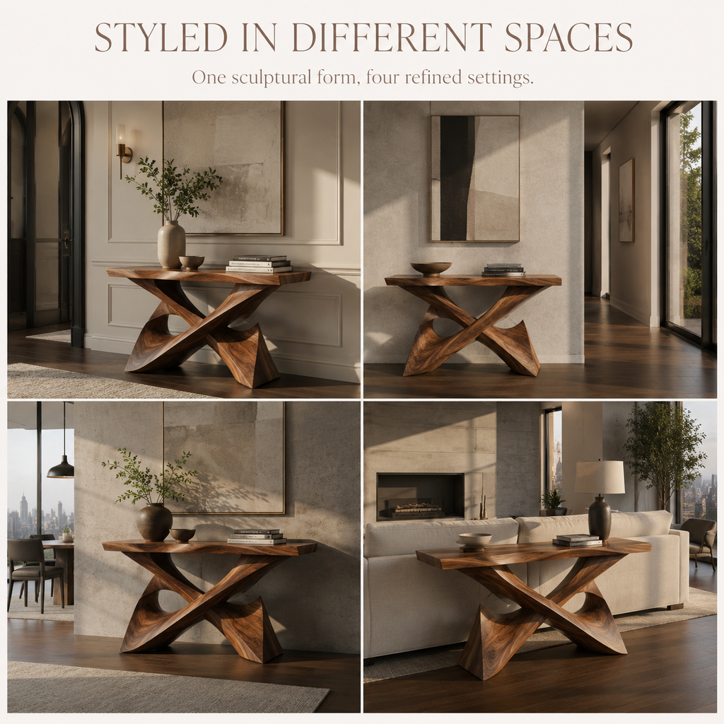 Maren Organic Wood Console Table - product detail 9
