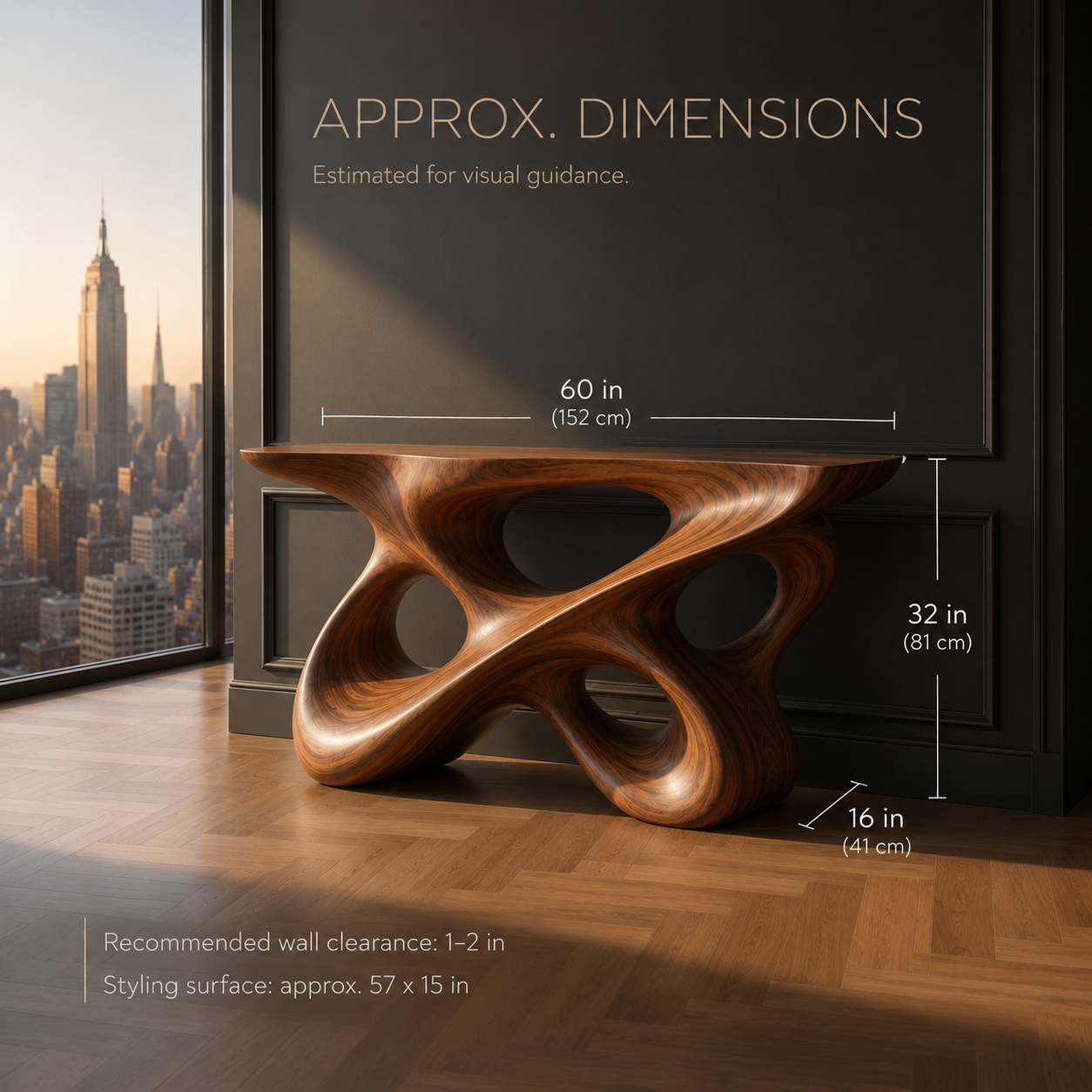 Aurea Gallery Console Table - Dimensions