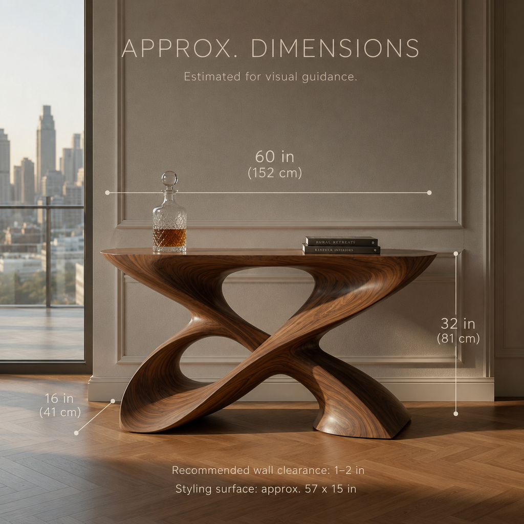 Elara Hollow Form Console Table - Dimensions