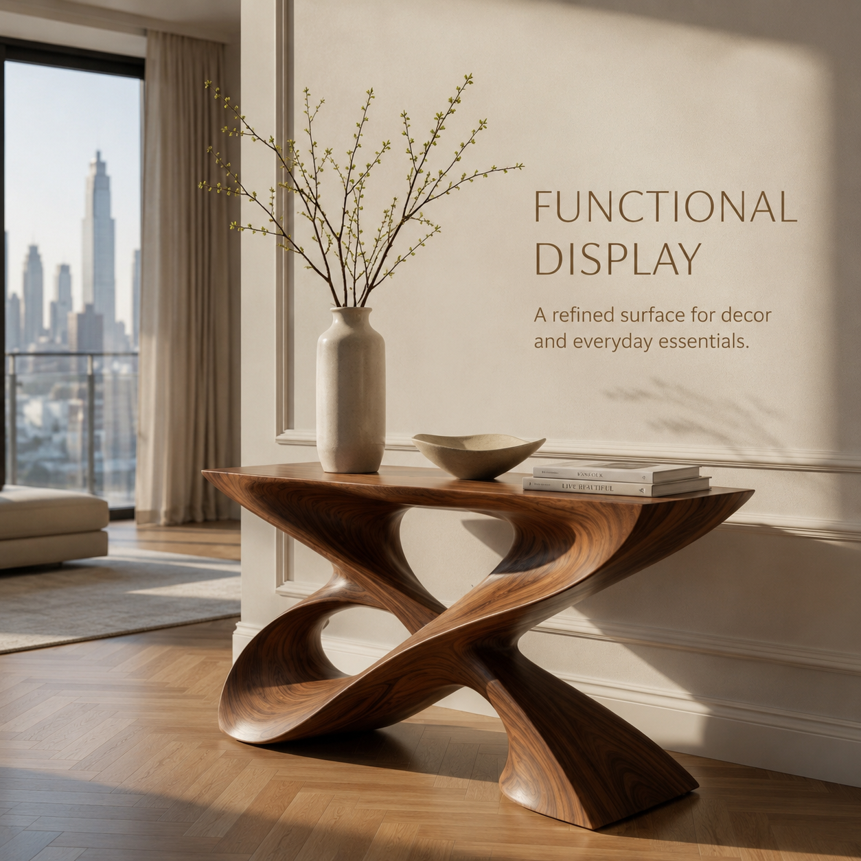 Elara Hollow Form Console Table - product detail 6