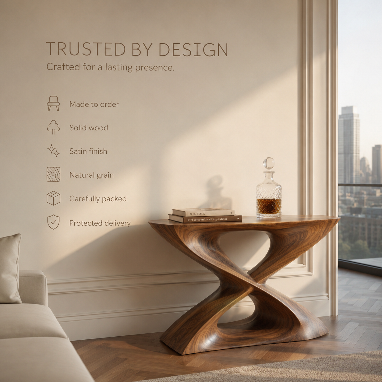 Elara Hollow Form Console Table - product detail 8