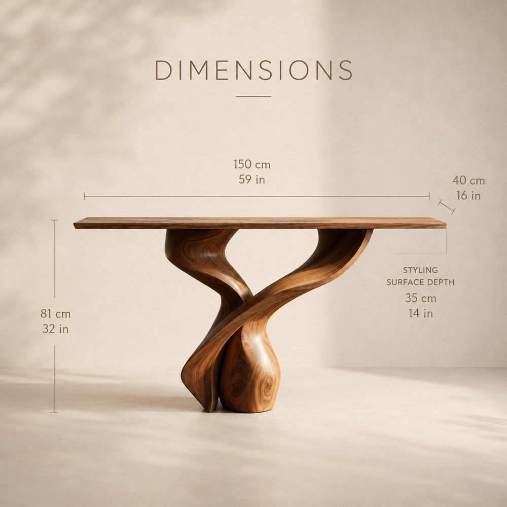 Isla Wave Base Console Table - Dimensions