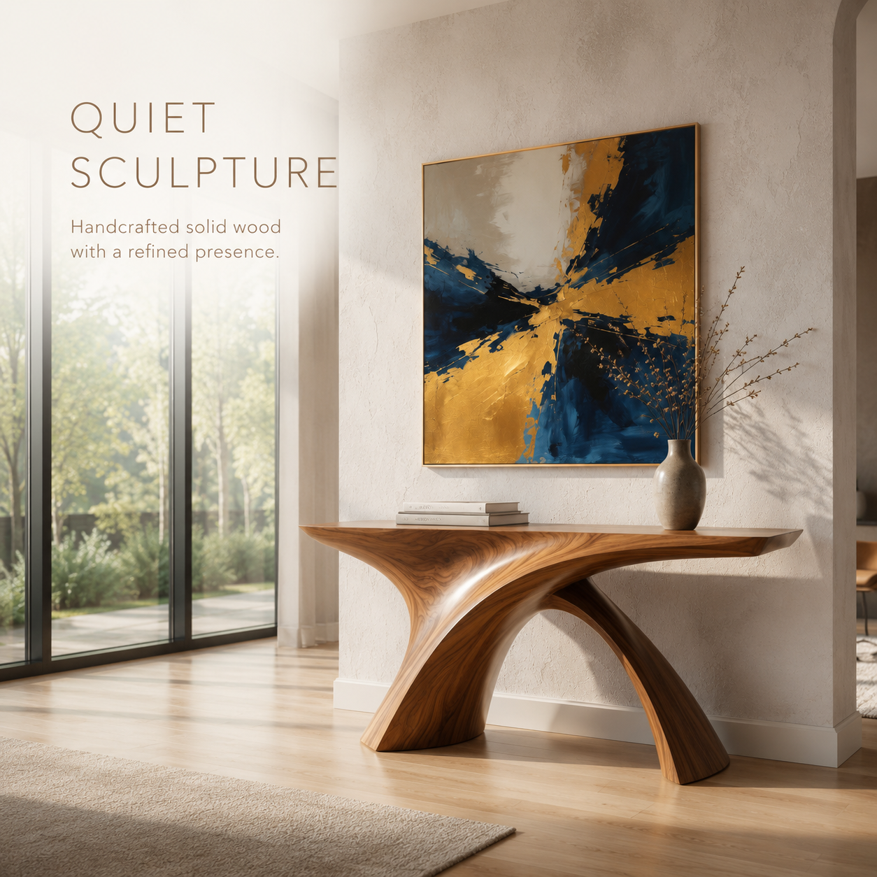 Mira Satin Wood Console Table - product detail 1