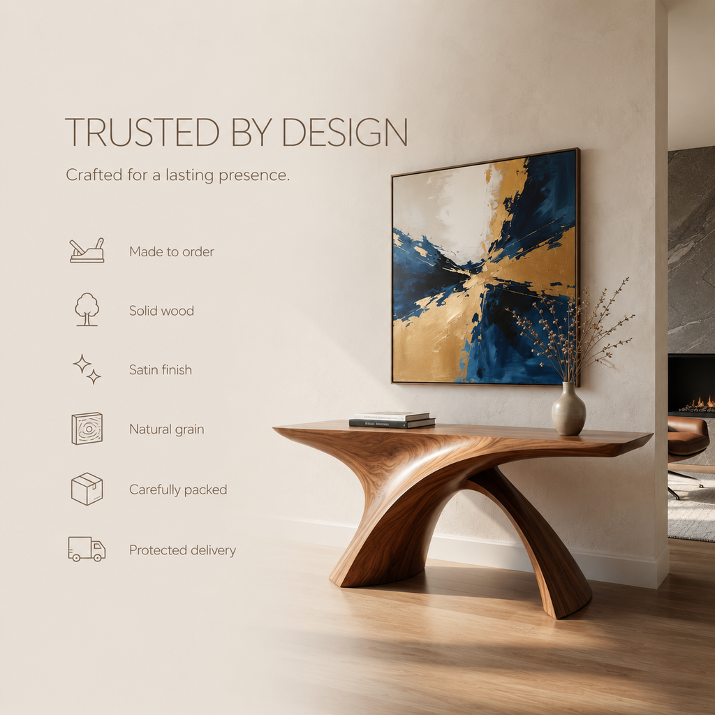 Mira Satin Wood Console Table - product detail 8