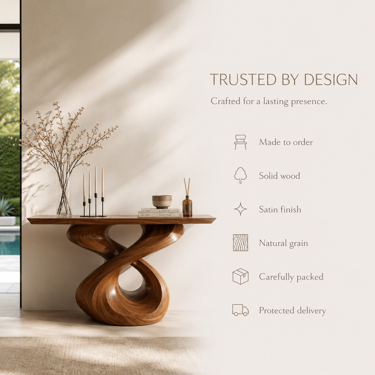 Dune Sculptural Hall Console Table - product detail 8
