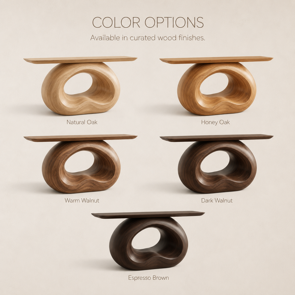 Koa Soft Edge Console Table - Color Options