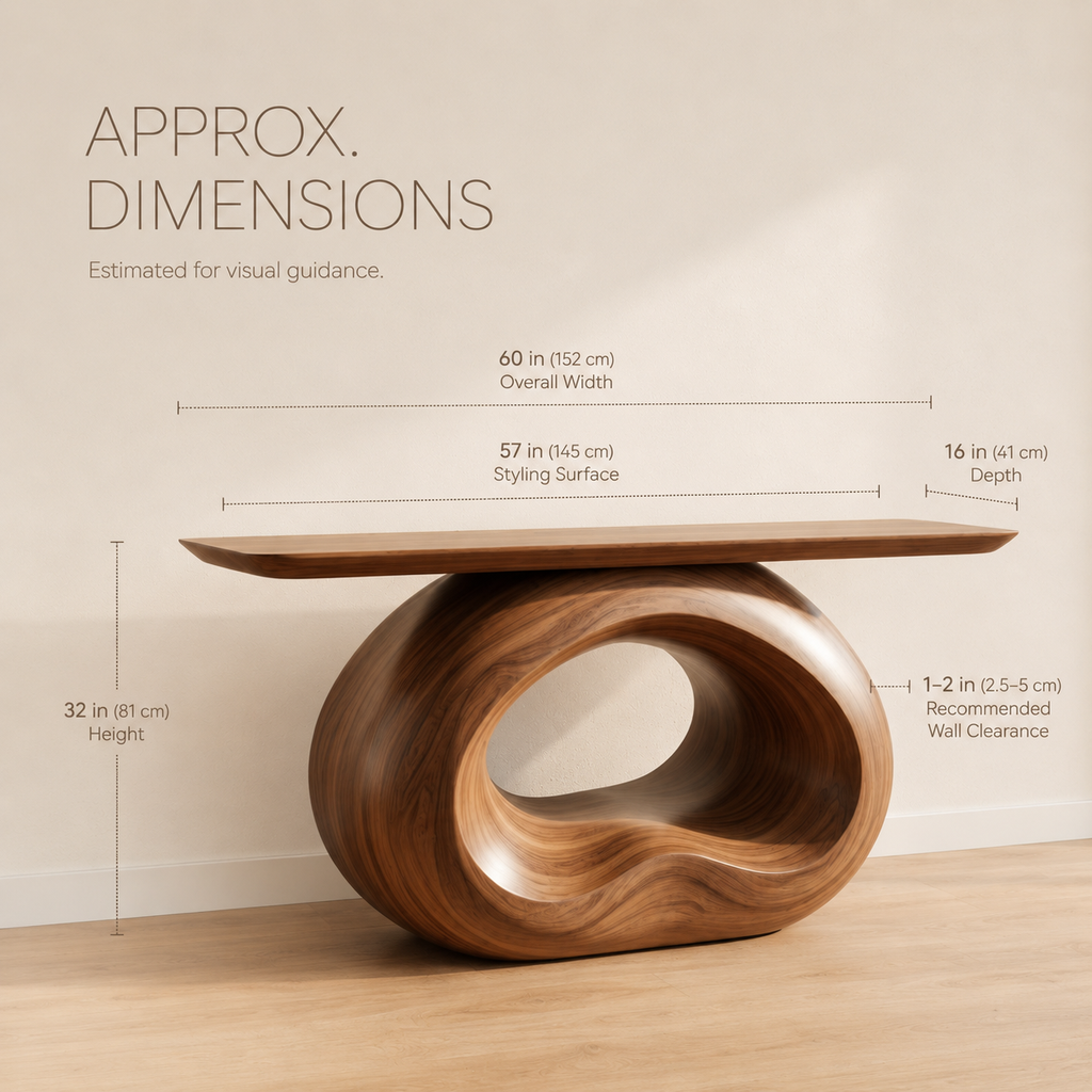 Koa Soft Edge Console Table - Dimensions
