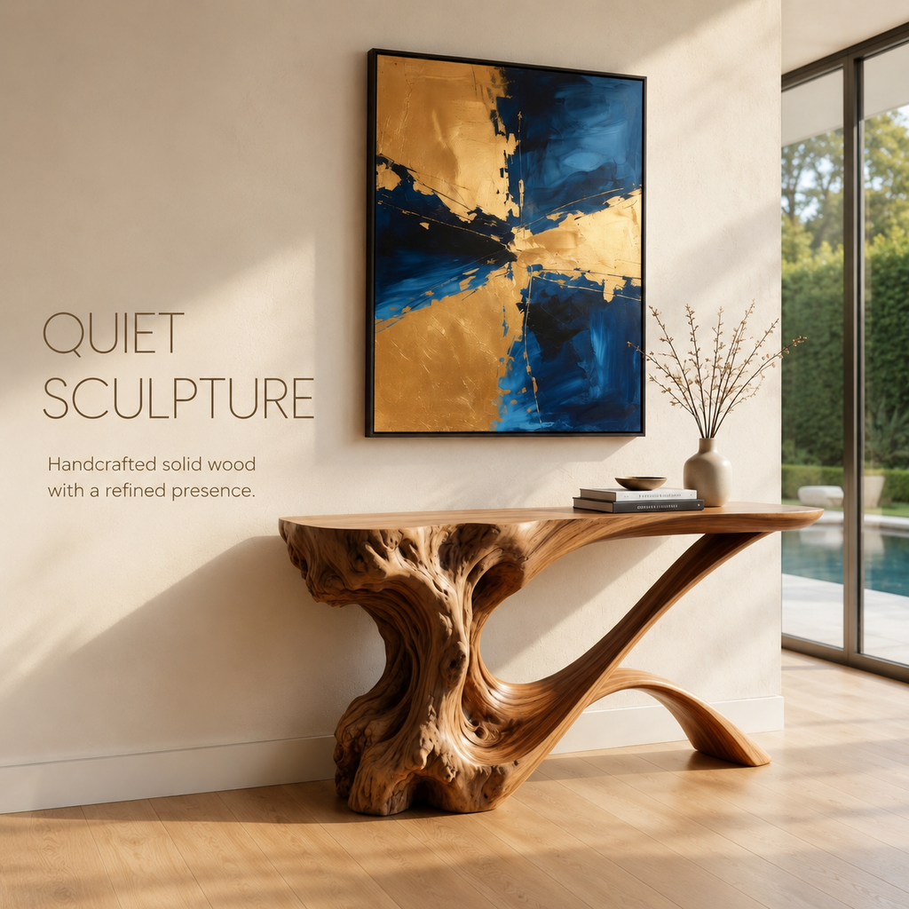 Selene Flowing Wood Console Table - product detail 2
