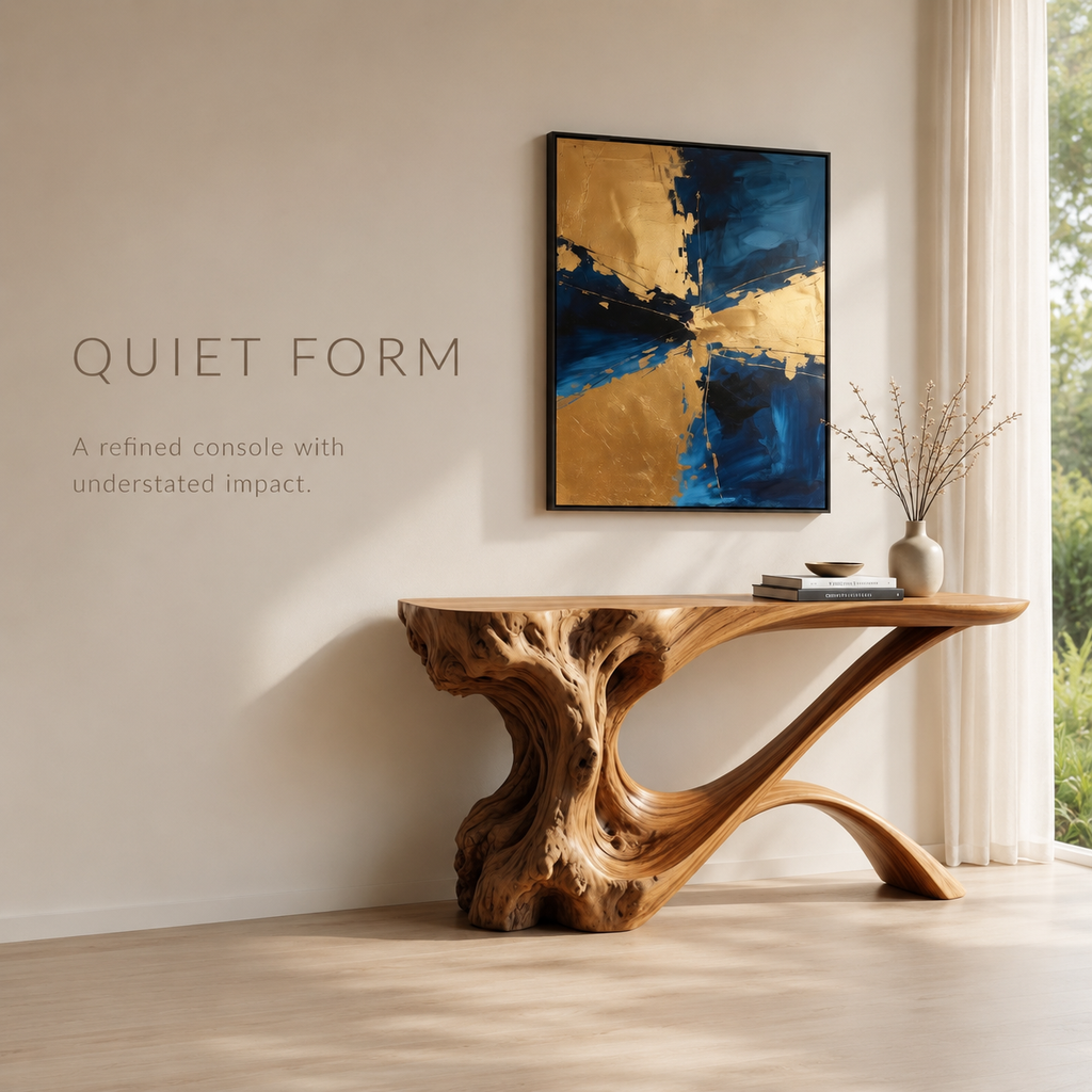 Selene Flowing Wood Console Table - product detail 3