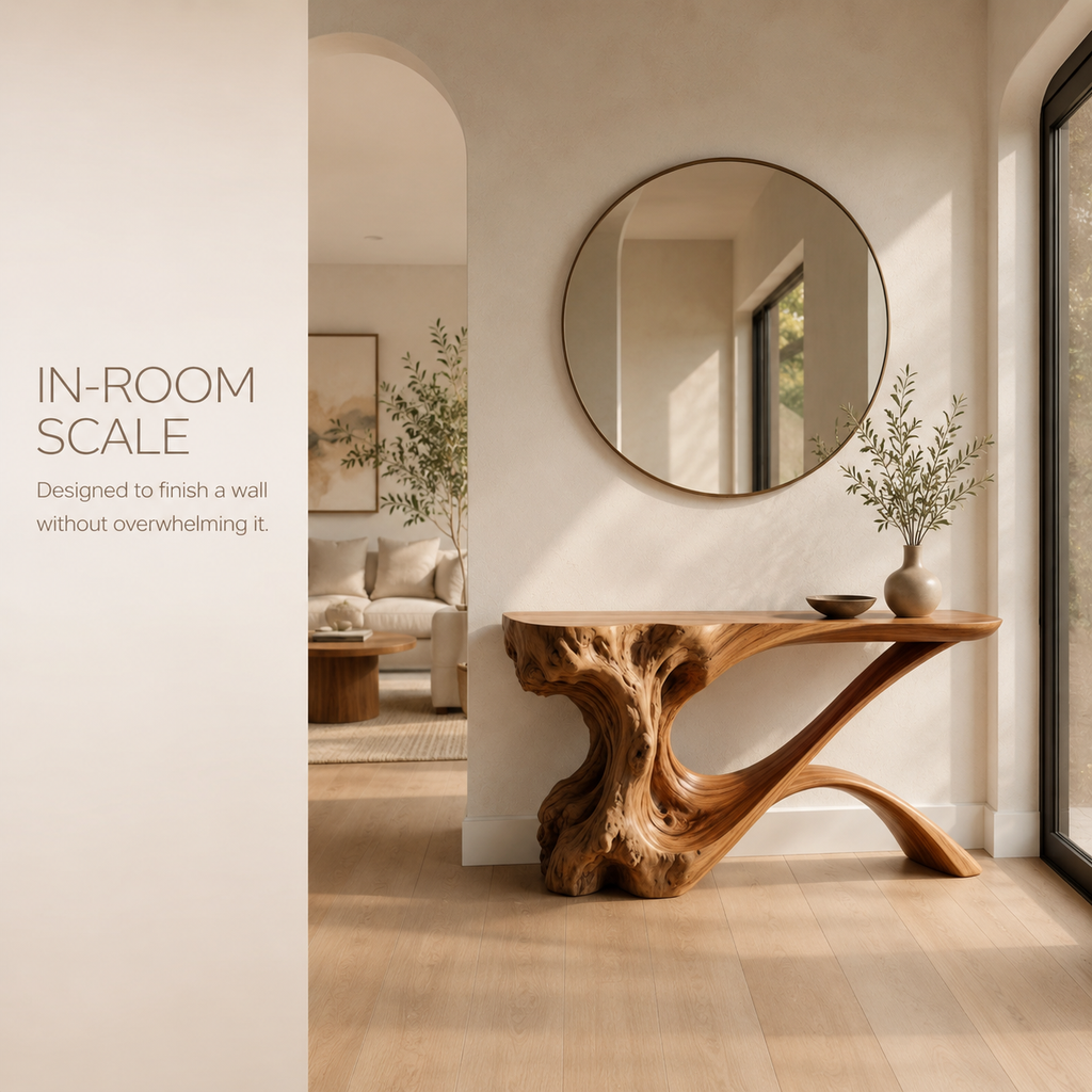 Selene Flowing Wood Console Table - product detail 6