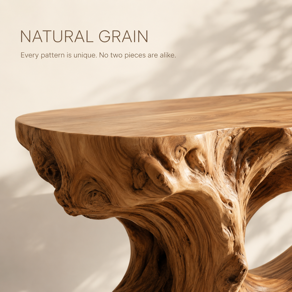Selene Flowing Wood Console Table - product detail 7