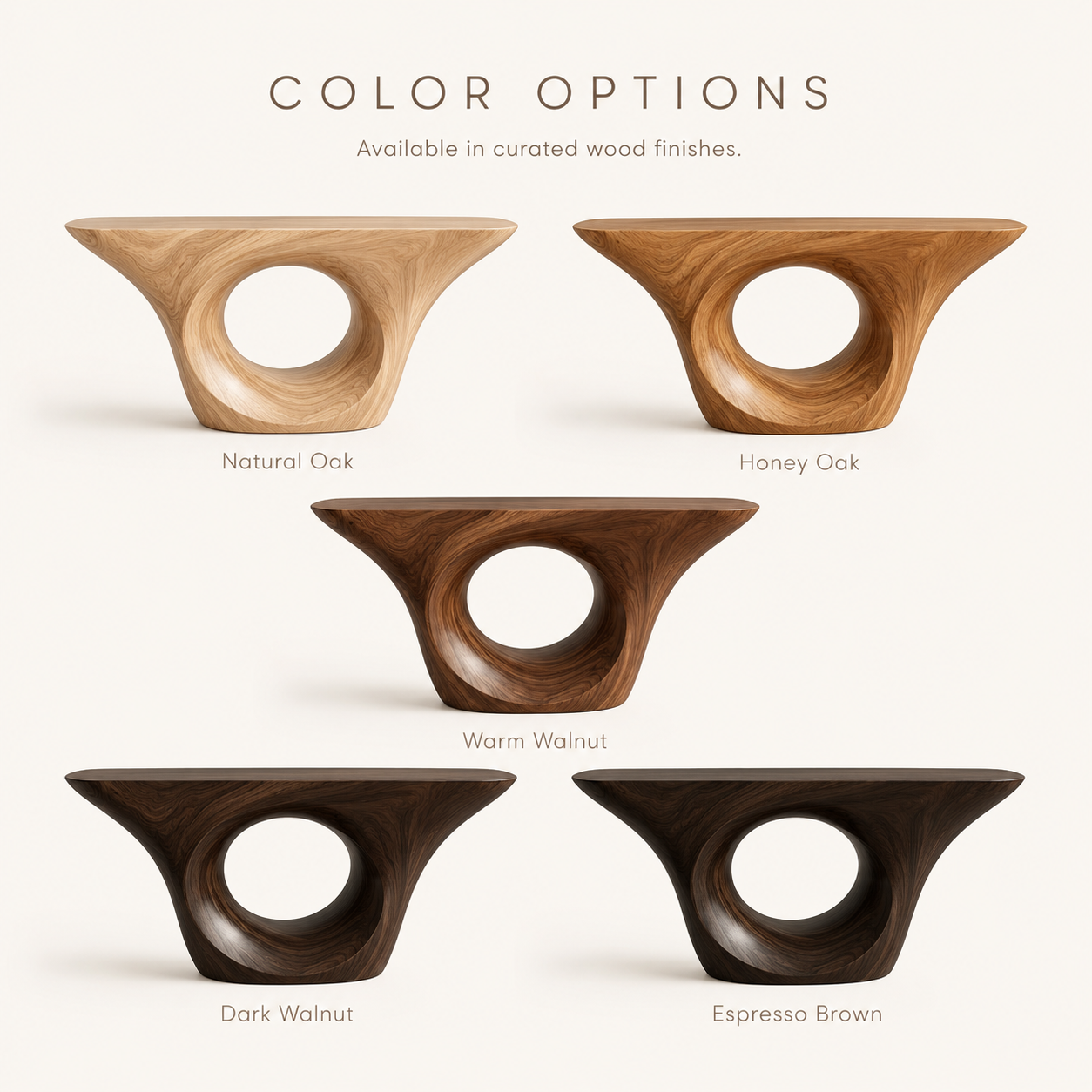 Remy Sculptural Foyer Console Table - Color Options