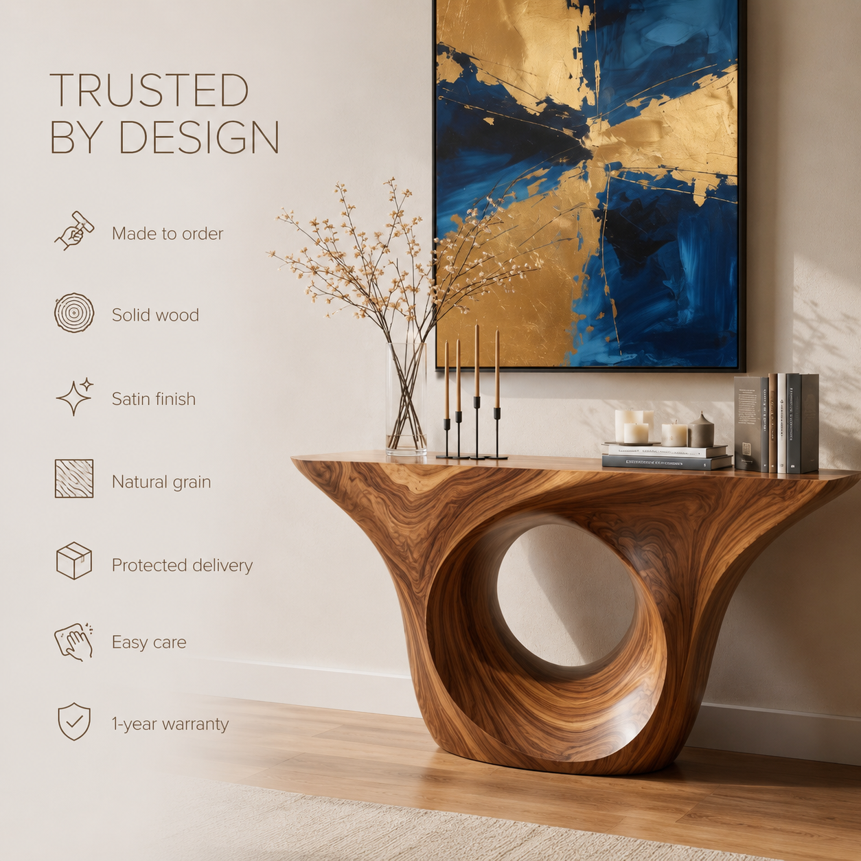 Remy Sculptural Foyer Console Table - product detail 8