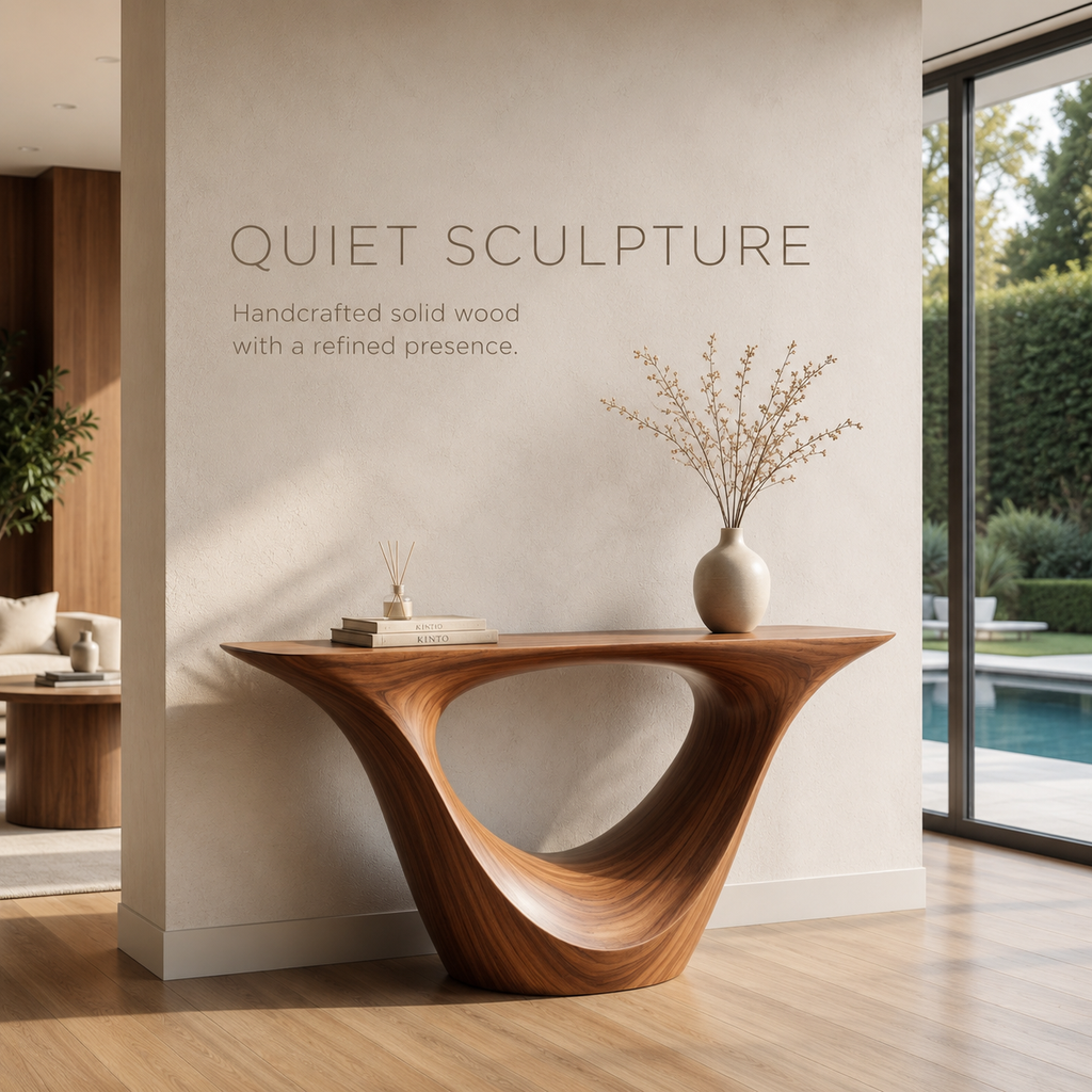 Calla Organic Walnut Console Table - product detail 1