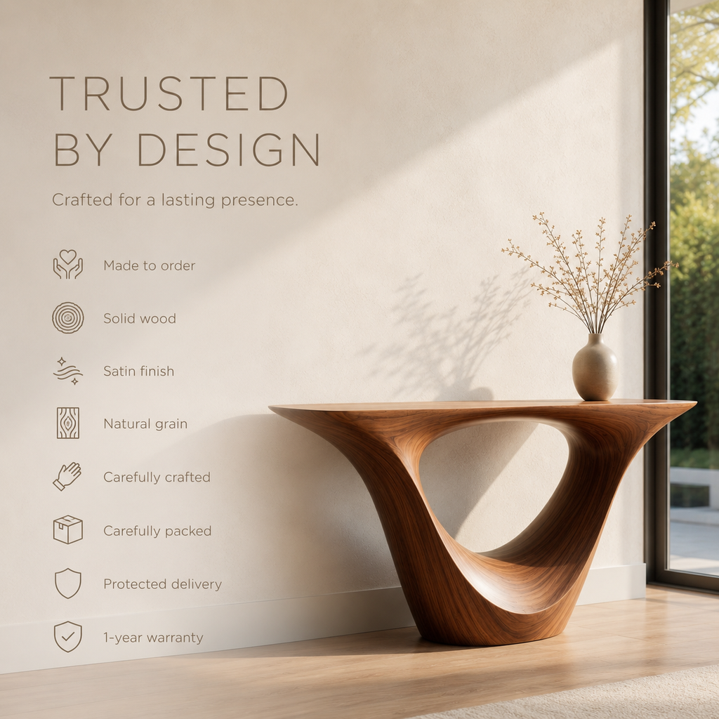 Calla Organic Walnut Console Table - product detail 8