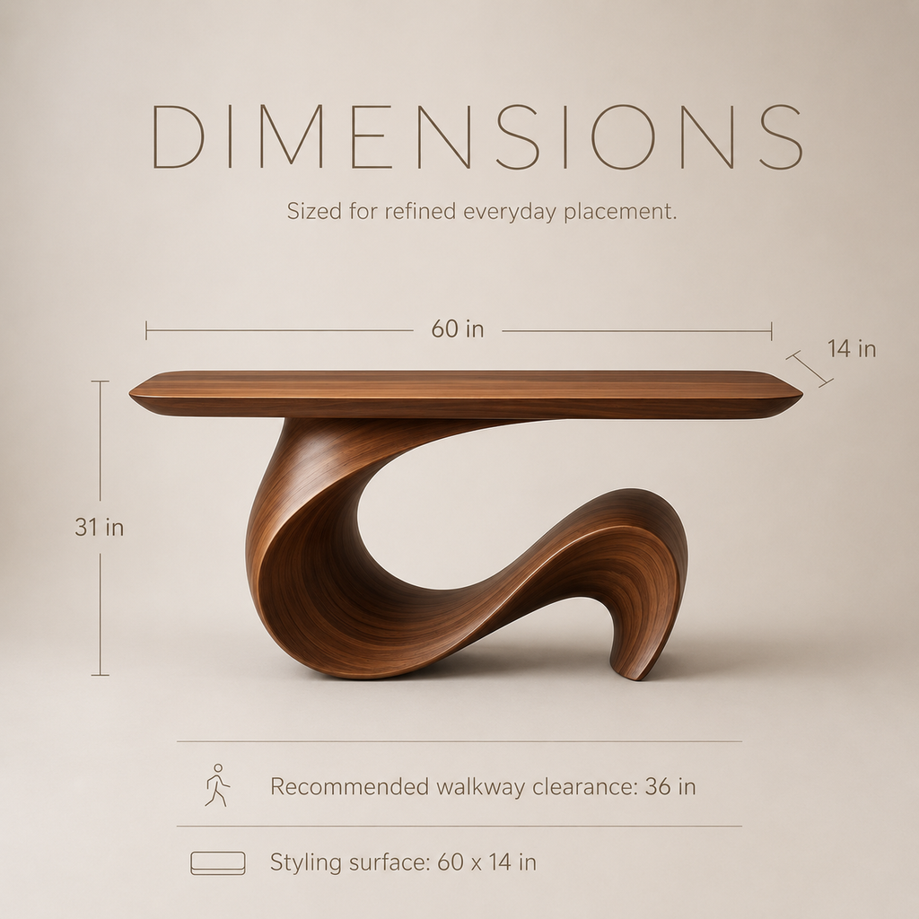 Brisa Modern Wood Console Table - Dimensions