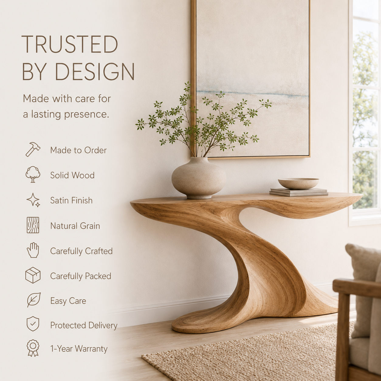 Darian Organic Wood Console Table - product image 10