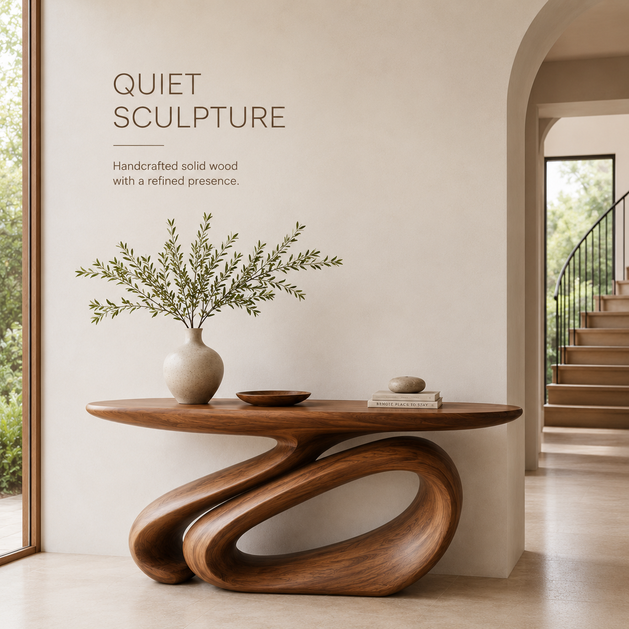 Juno Rounded Walnut Console Table - product image 02