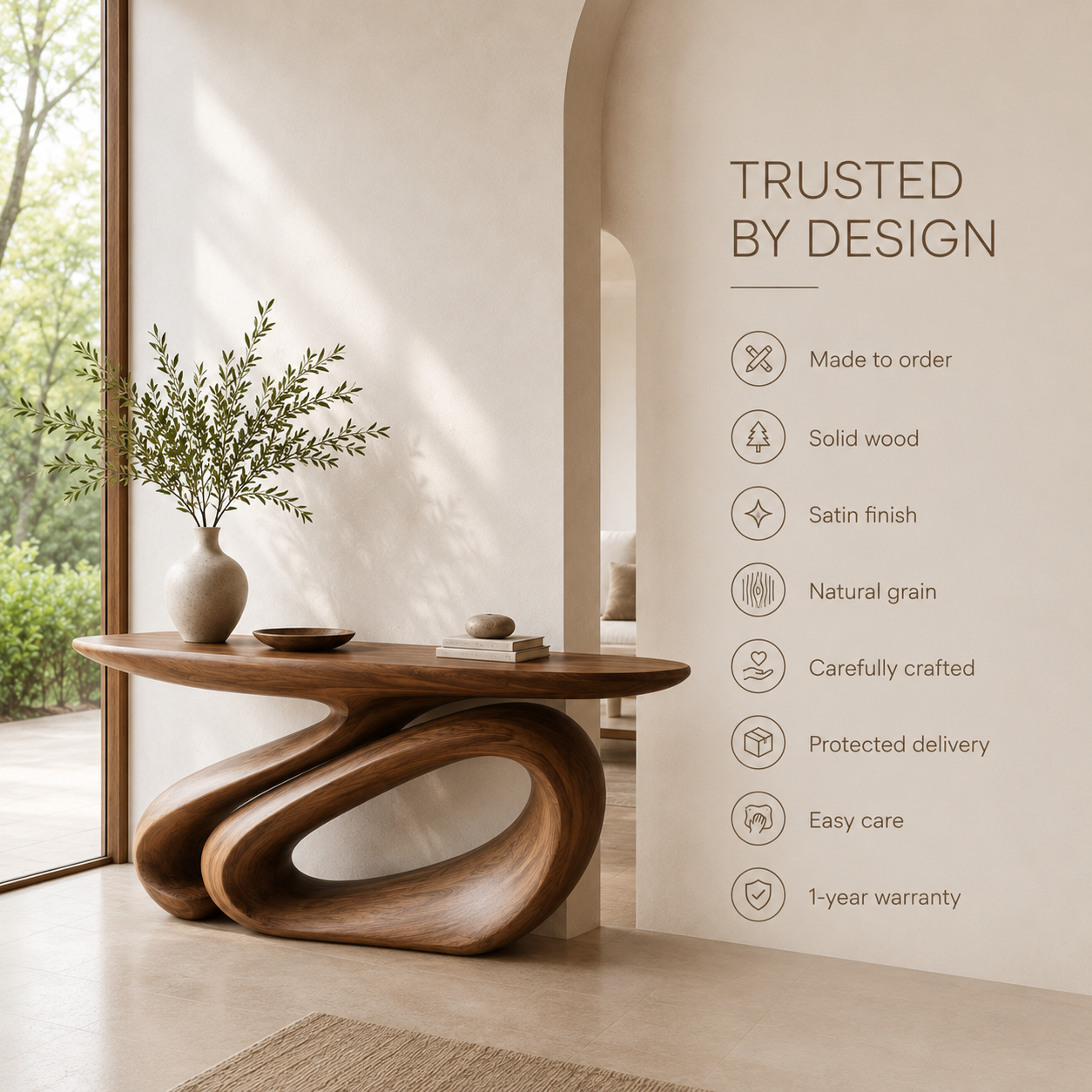 Juno Rounded Walnut Console Table - product image 10