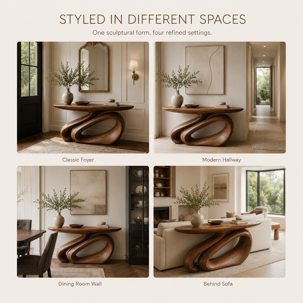 Juno Rounded Walnut Console Table - product image 11