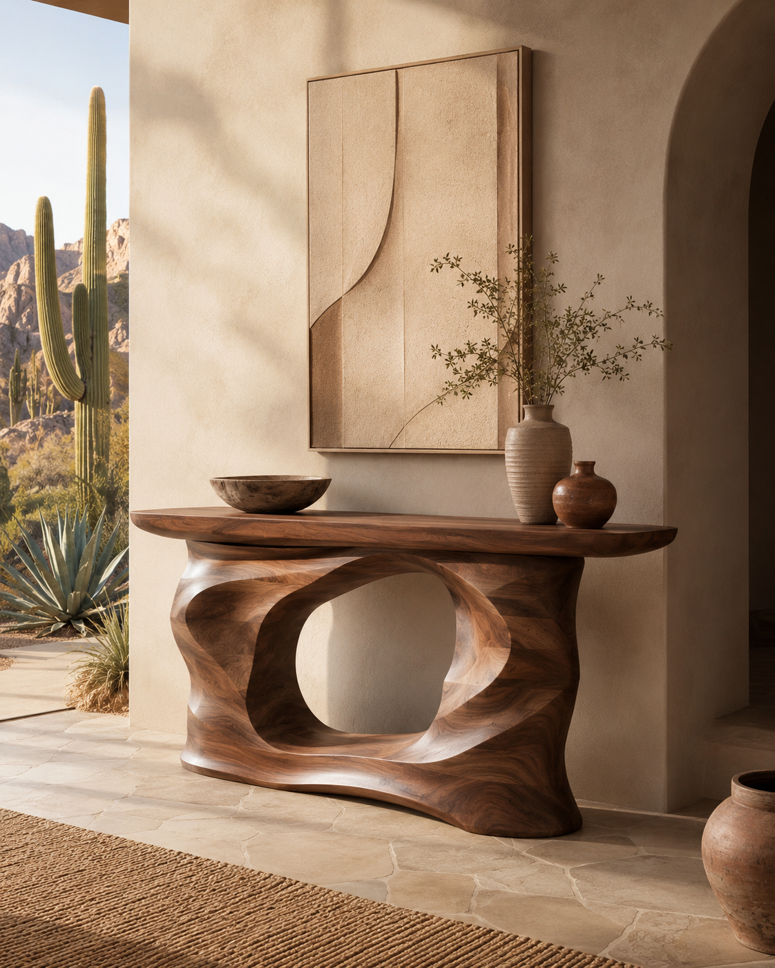 Wren Rounded Wood Console Table - main view