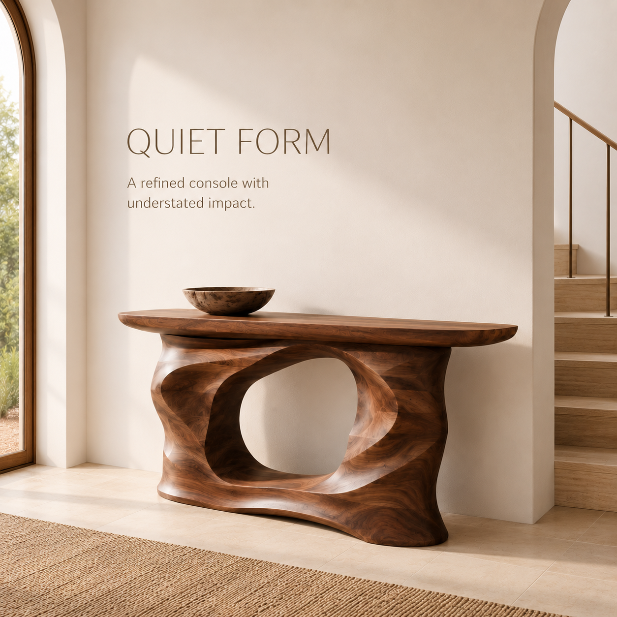 Wren Rounded Wood Console Table - product image 04