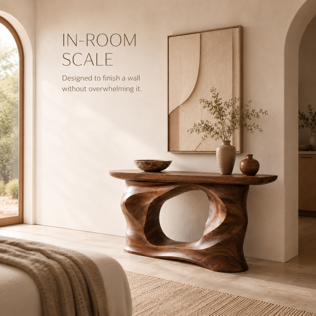 Wren Rounded Wood Console Table - product image 05