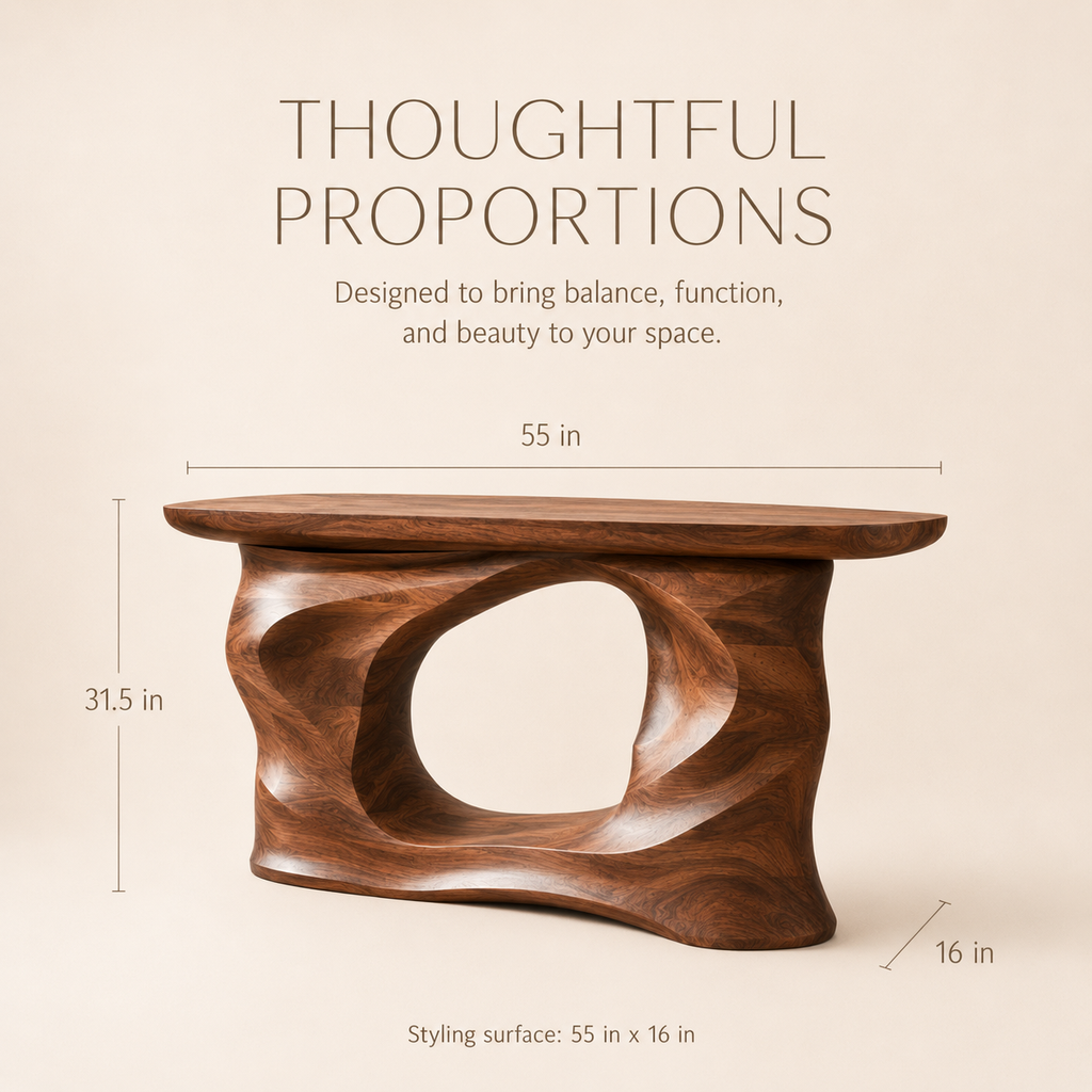 Wren Rounded Wood Console Table - product image 09