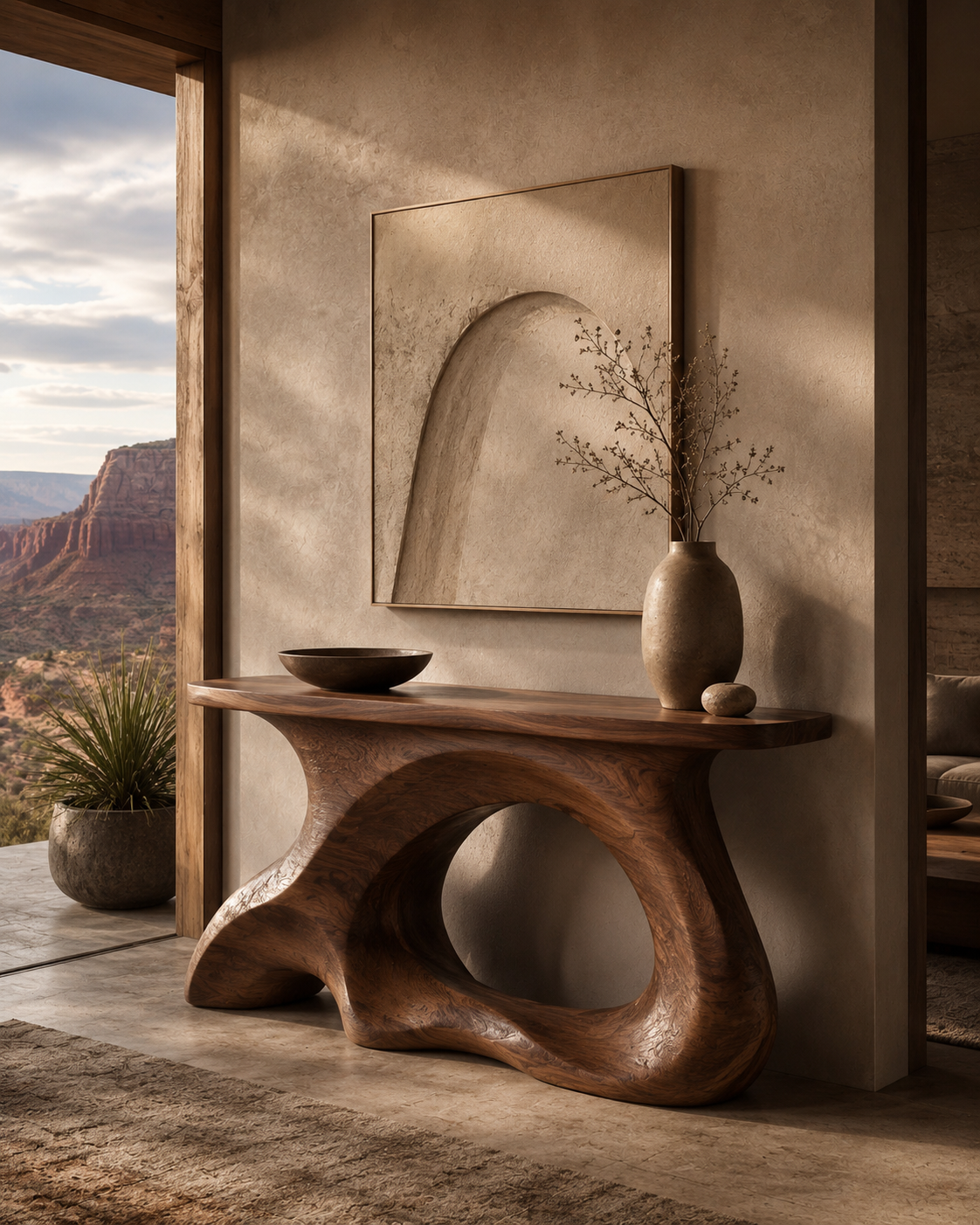 Zena Warm Modern Console Table - main view