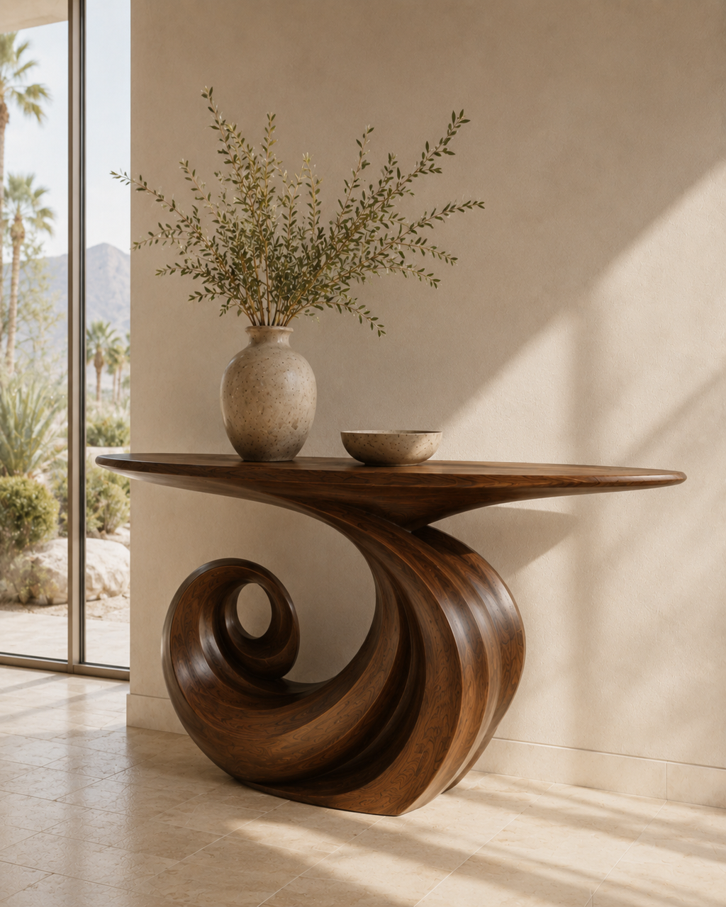 Soren Rounded Wood Console Table - main view