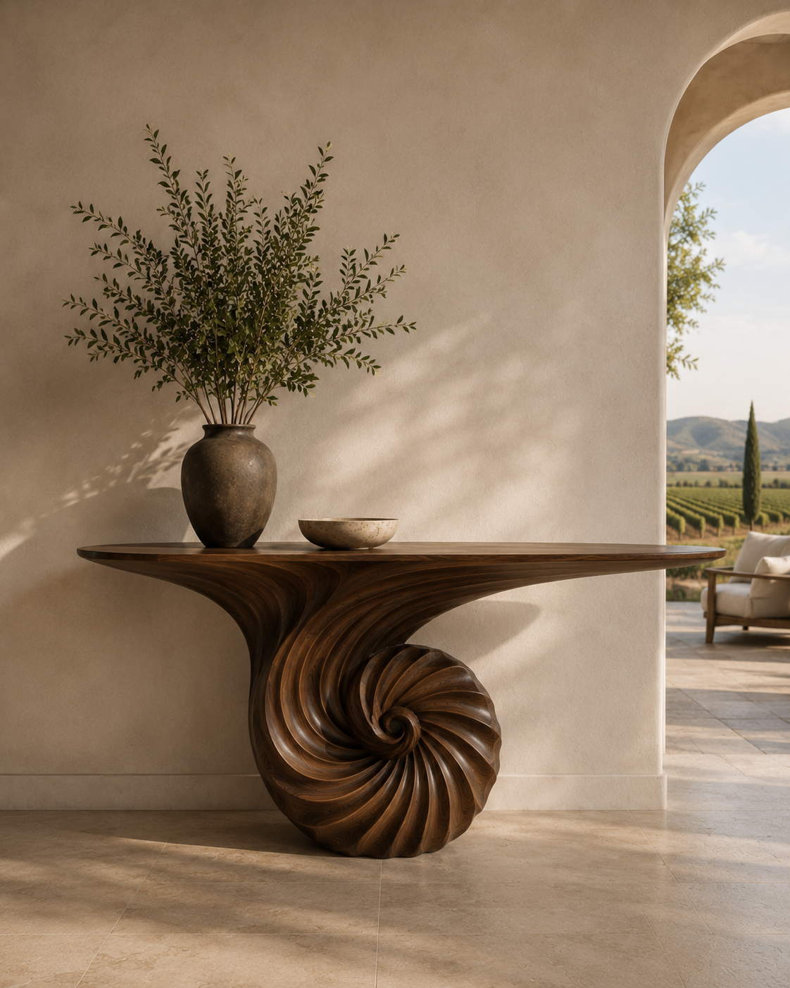 Liora Warm Walnut Console Table - main view