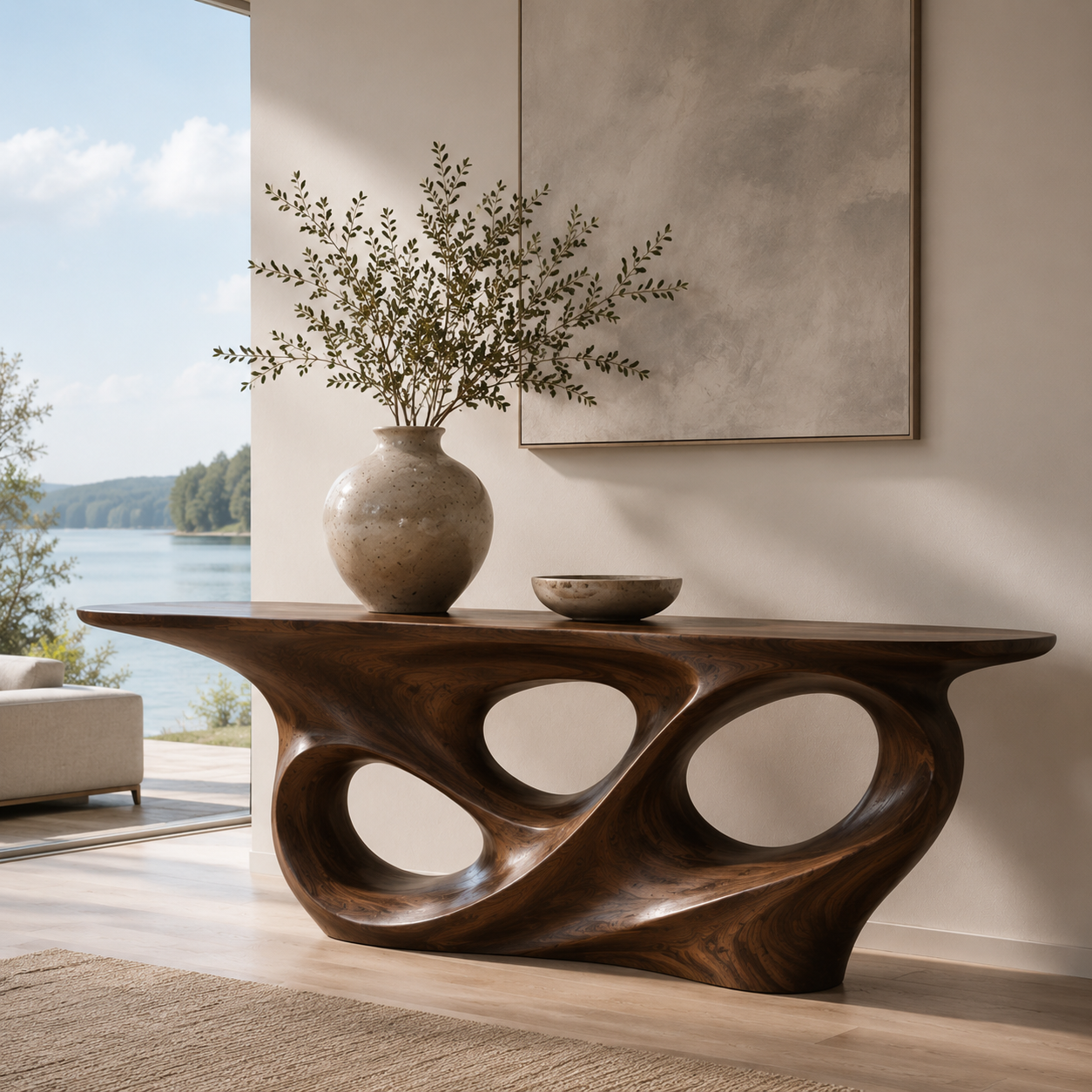 Celine Warm Modern Console Table - main view